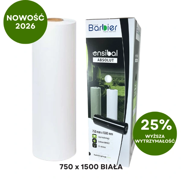 Folia Do Sianokiszonki ENSIBAL ABSOLUT 750mm x 1500M Biała 7-warstwowa BARBIER